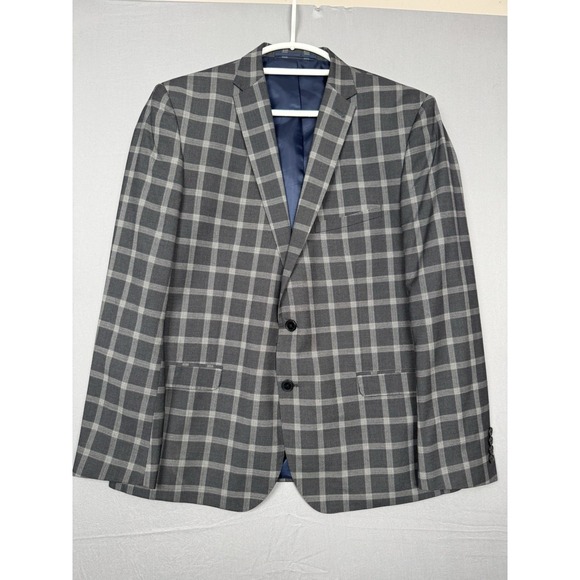 Nick Graham Other - Nick Graham Gray Sport Coat Mens 44R Suit Blazer White Check Business Casual